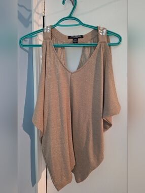 Streetwear Society Shimmer Drape Cape Top With Embellished Shoulders Size Medium